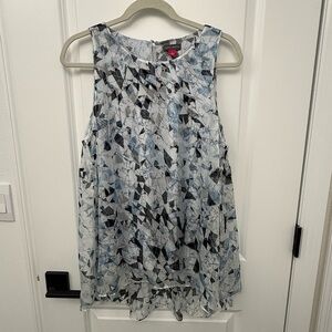 Vince Camuto Abstract Blue and Black Sleeveless Blouse